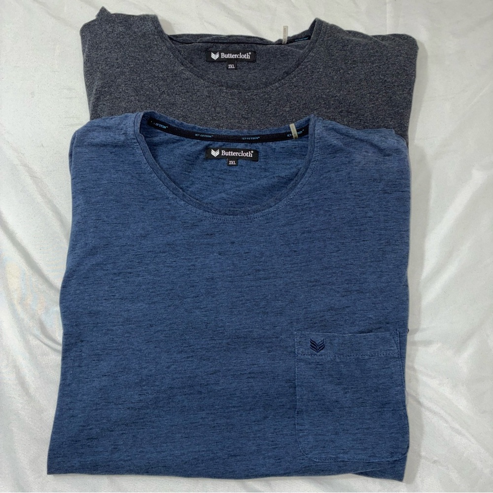 Buttercloth icy cotton Men's Blue and Gray 2XL T-Shirts lot of 2